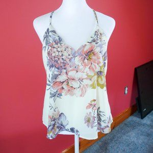 Nine Britton Tank Top Cream Floral Print Size Small